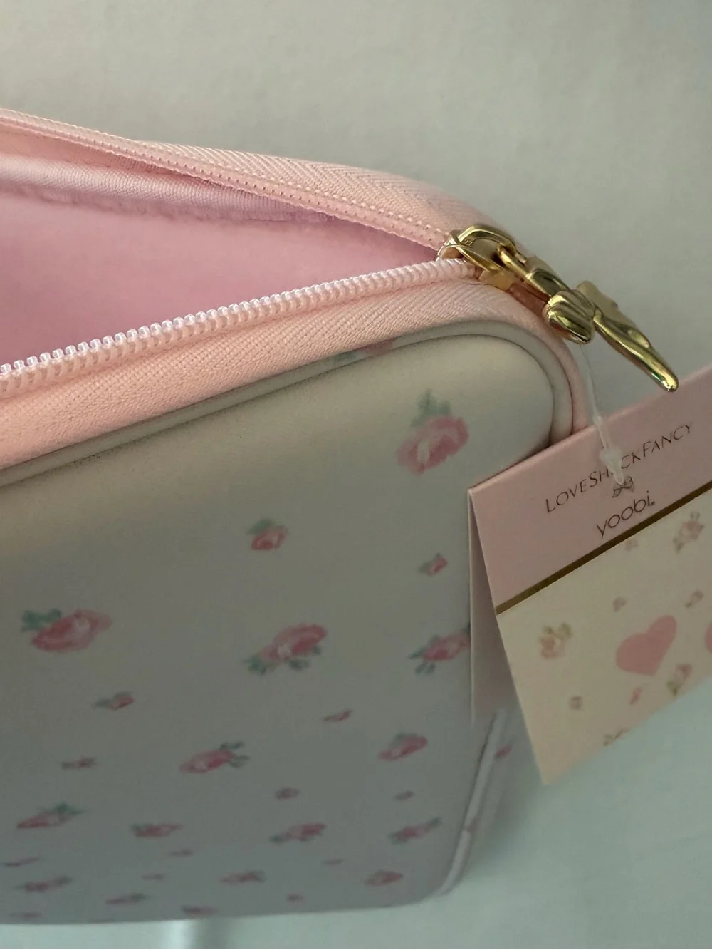 LoveShackFancy Floral 15in Laptop Sleeve Blooming Heirloom Ditsy Gold Bow Charm